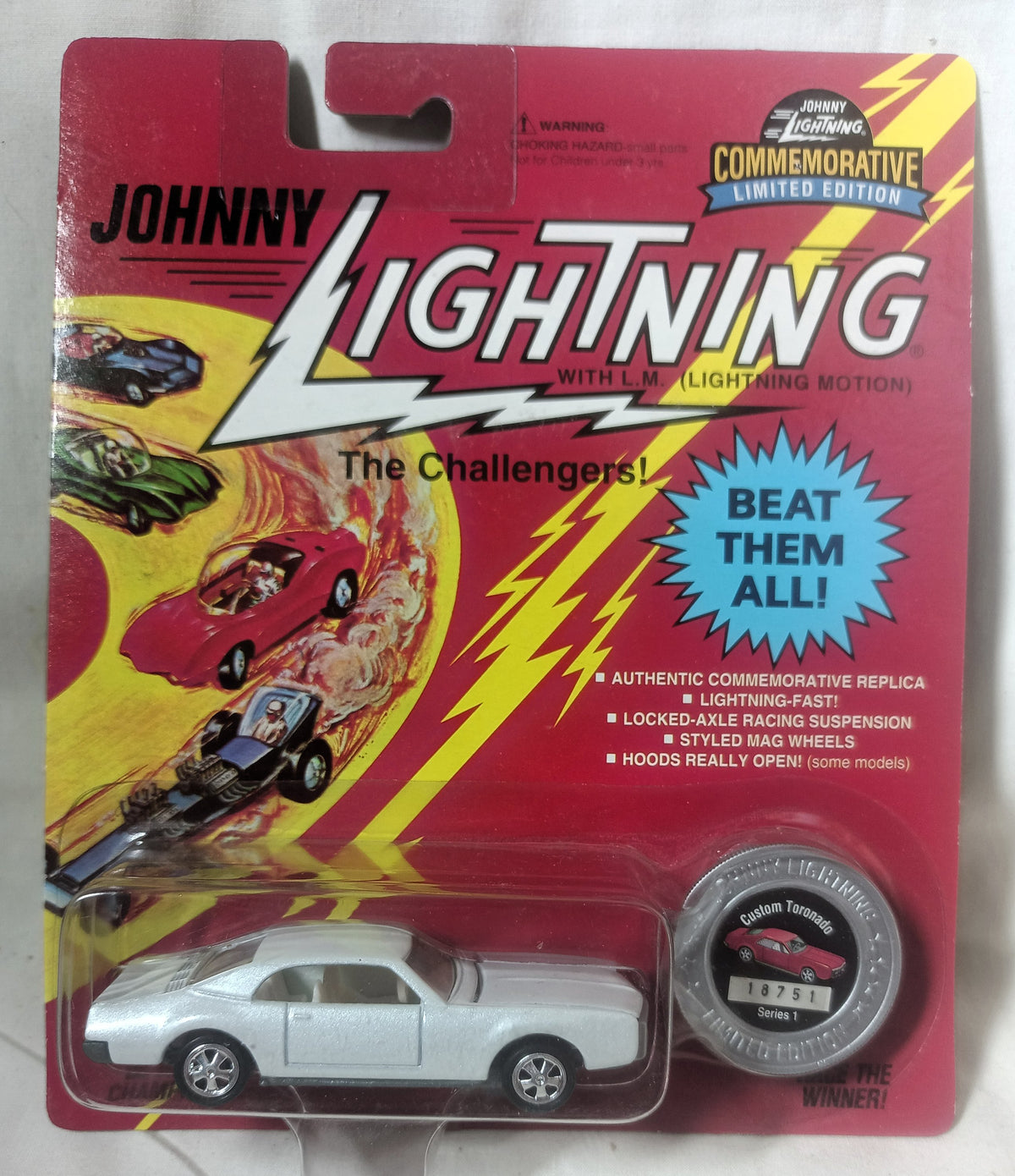 Johnny Lightning Commemorative Series 1 Custom Toronado 1995 White - TulipStuff