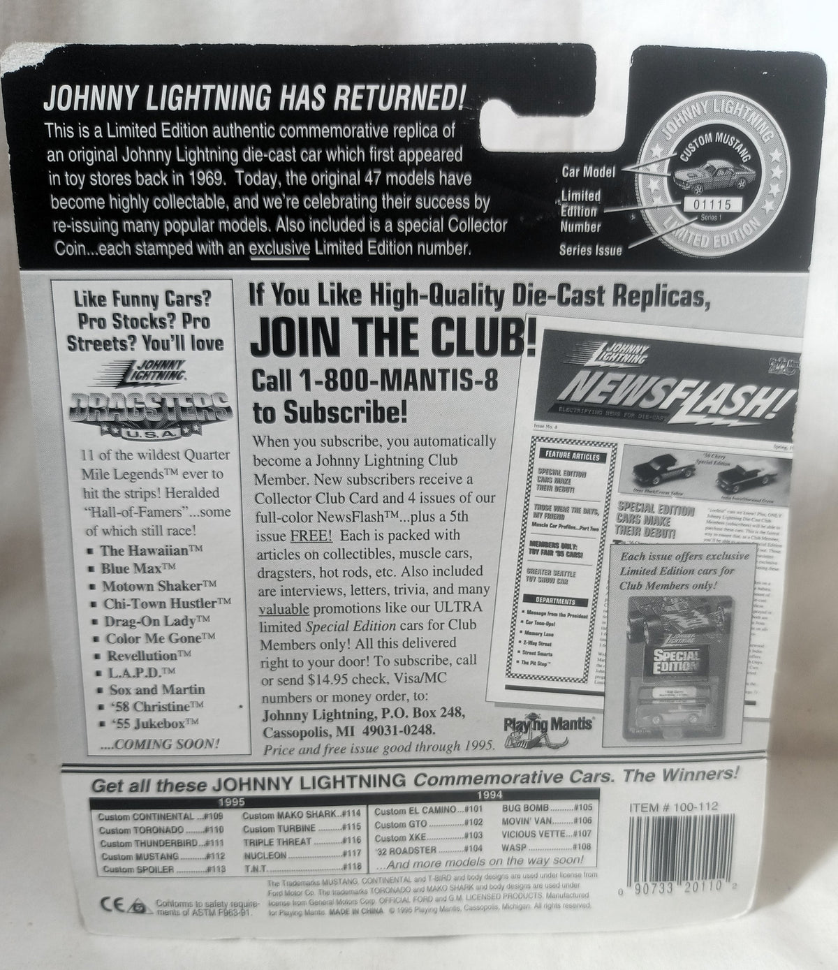 Johnny Lightning Commemorative Series 1 Custom Toronado 1995 White - TulipStuff