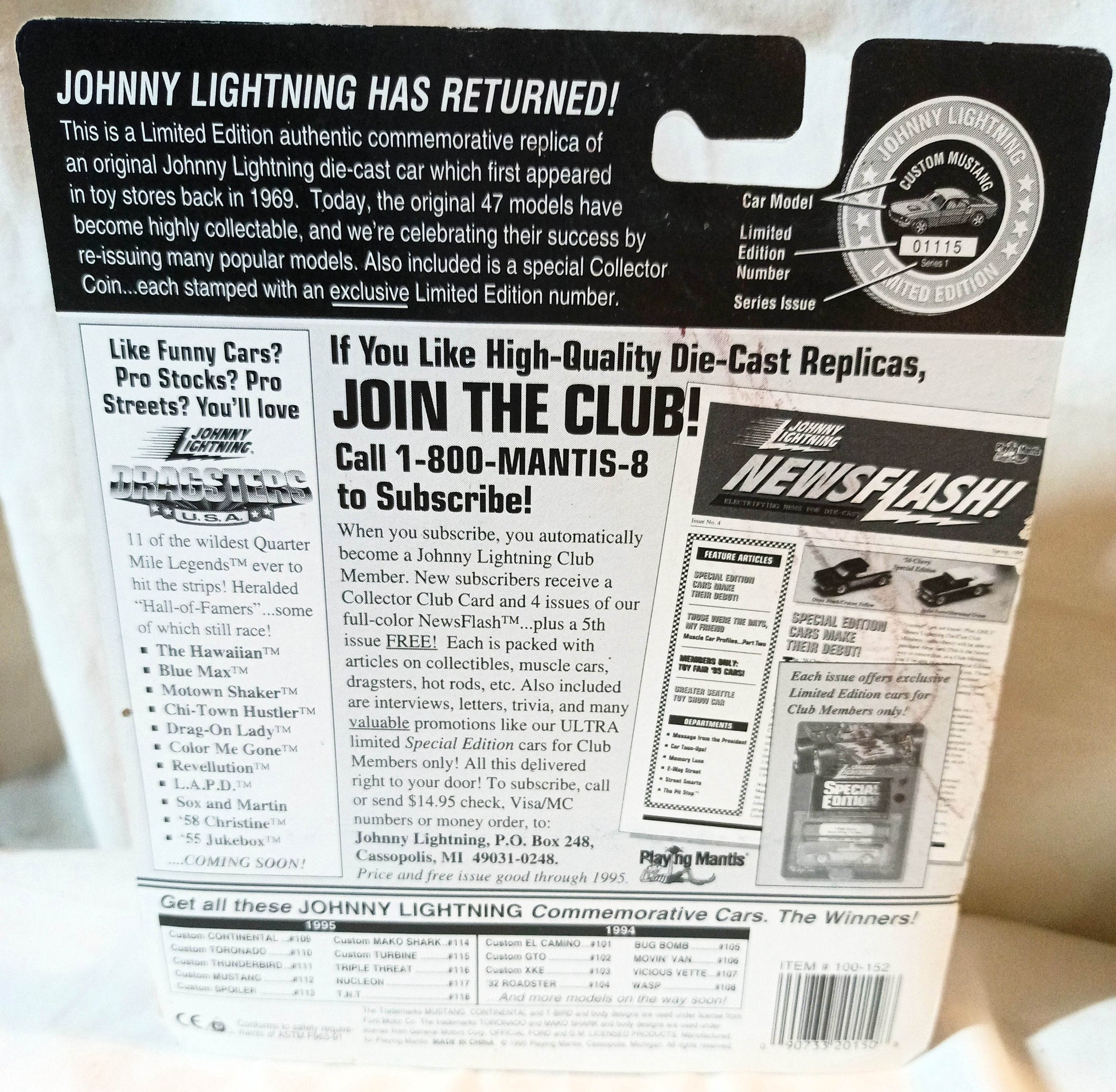 Johnny Lightning Commemorative Custom Toronado White Lightning 1995 - TulipStuff