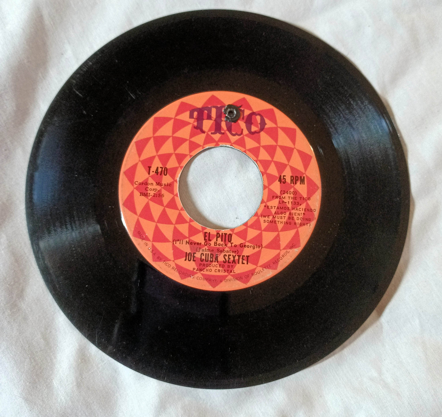 Joe Cuba Sextet El Pito (I'll Never Go Back To Georgia)  7" Vinyl 1966 - TulipStuff