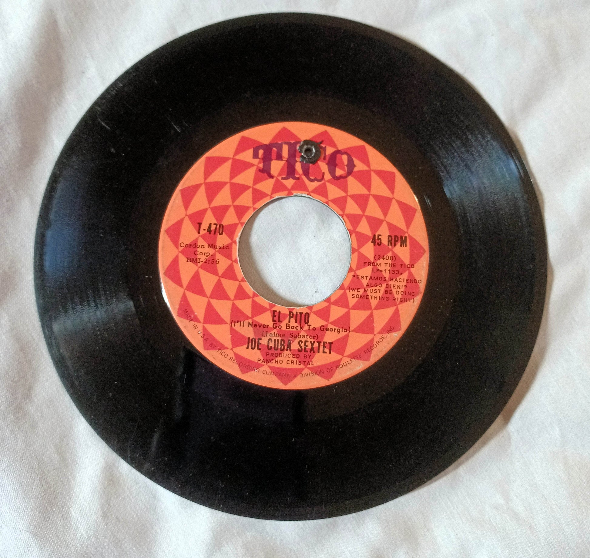 Joe Cuba Sextet El Pito (I'll Never Go Back To Georgia)  7" Vinyl 1966 - TulipStuff