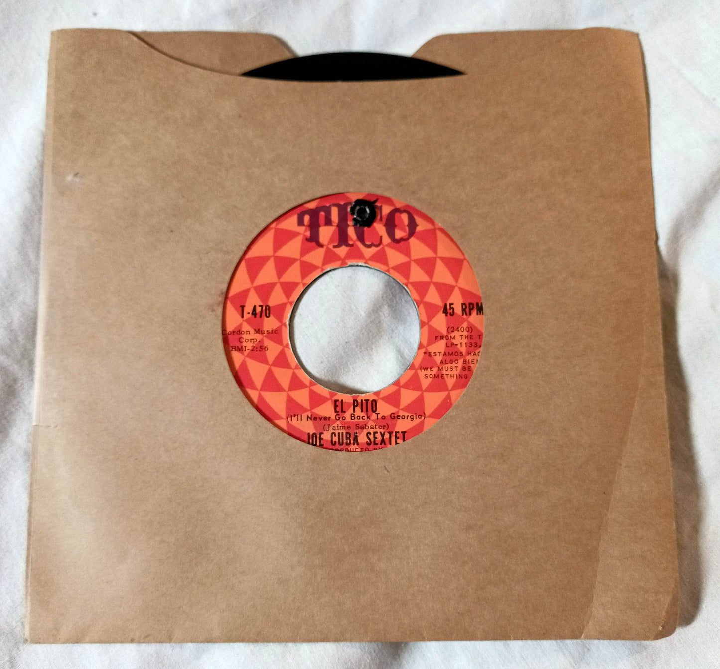 Joe Cuba Sextet El Pito (I'll Never Go Back To Georgia)  7" Vinyl 1966 - TulipStuff