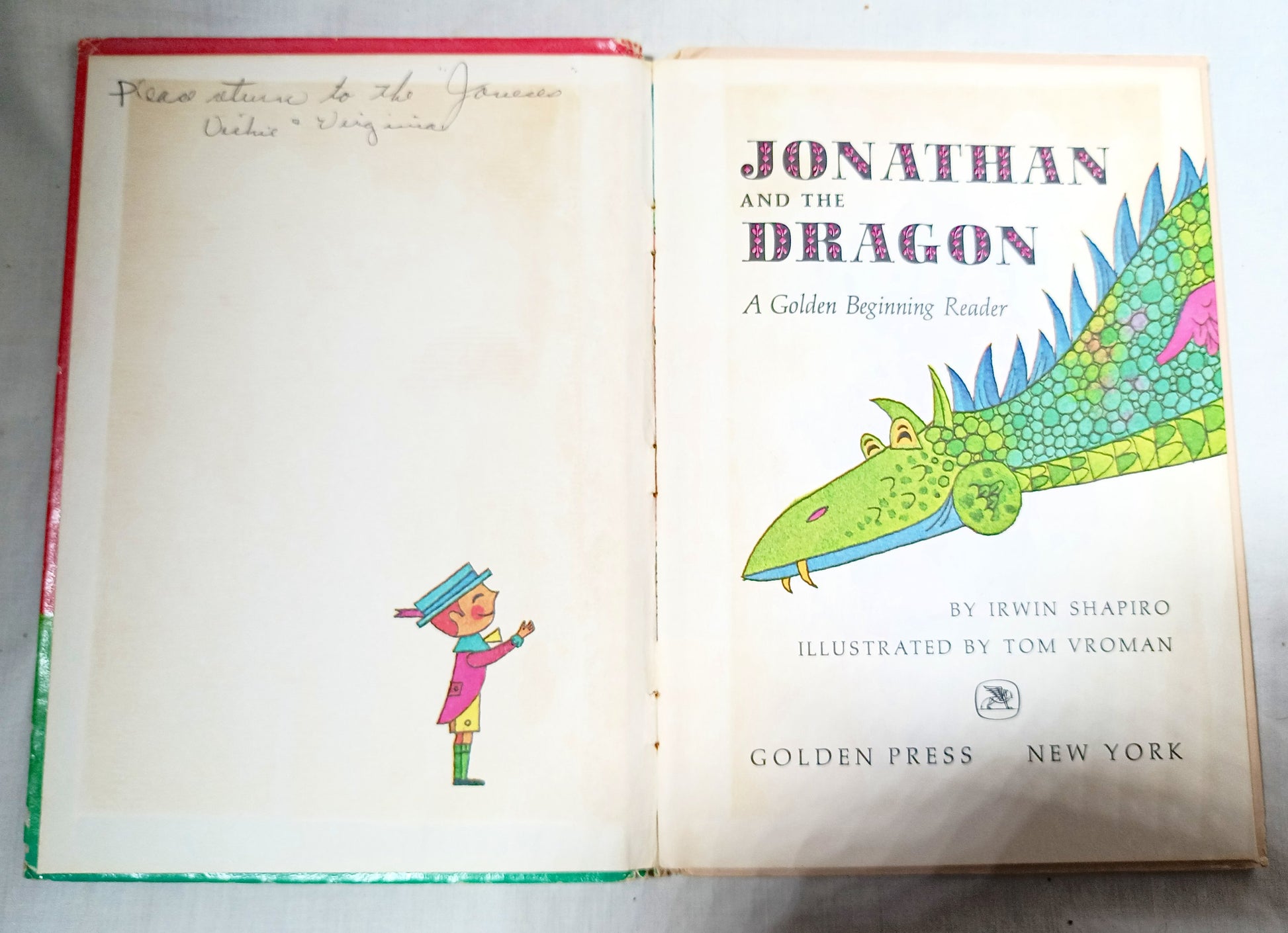 Jonathan And The Dragon Irwin Shapiro Golden Beginning Reader 1969 - TulipStuff