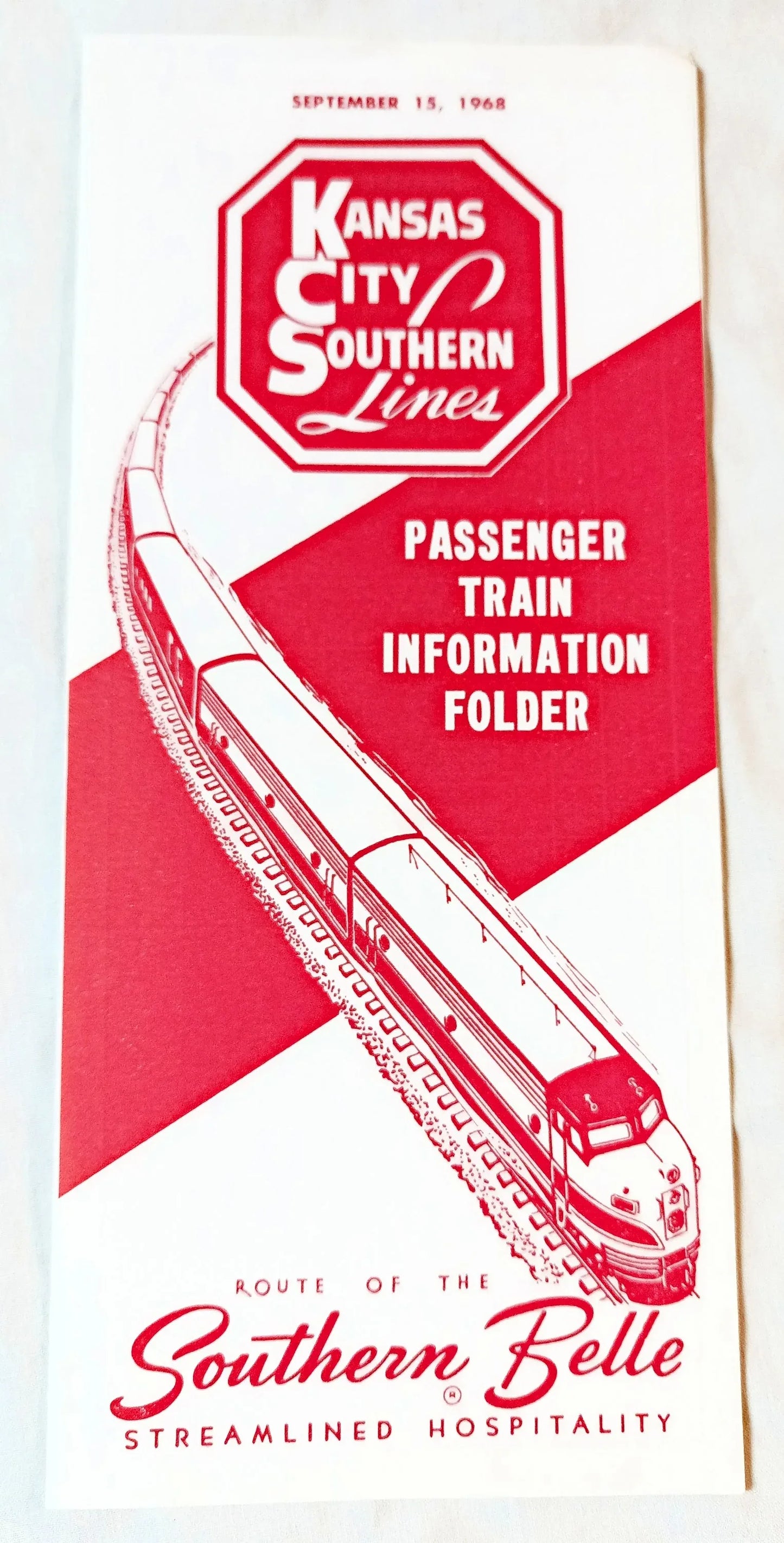 Kansas City Southern Passenger Train Timetable Southern Belle 1968 - TulipStuff