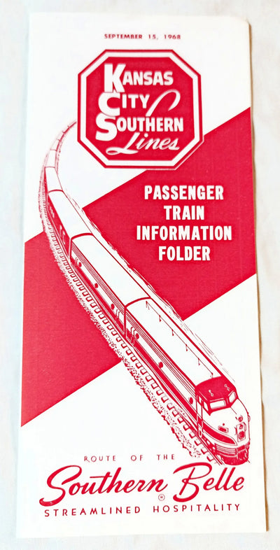 Kansas City Southern Passenger Train Timetable Southern Belle 1968 - TulipStuff