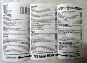 Kate's Joint Vegetarian Restaurant Avenue B NYC Takeout Menu 2007 - TulipStuff