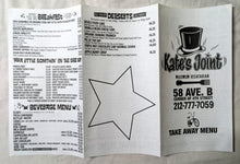 Load image into Gallery viewer, Kate&#39;s Joint Vegetarian Restaurant Avenue B NYC Takeout Menu 2007 - TulipStuff
