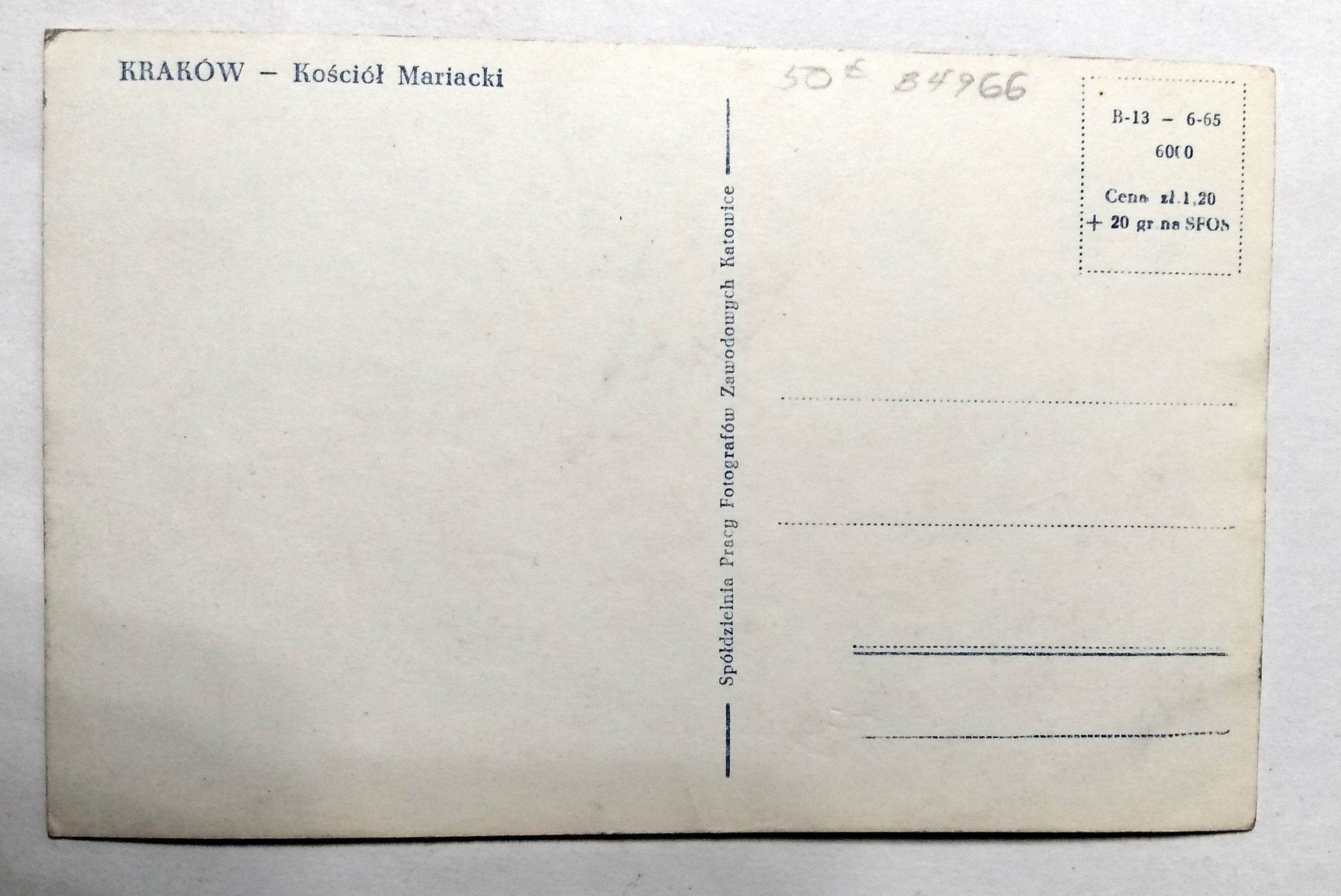 Kosciol Mariacki Saint Mary's Basilica Krakow Poland Postcard 1965 - TulipStuff