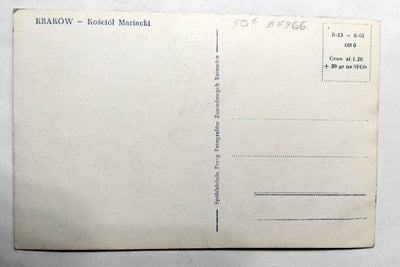 Kosciol Mariacki Saint Mary's Basilica Krakow Poland Postcard 1965 - TulipStuff