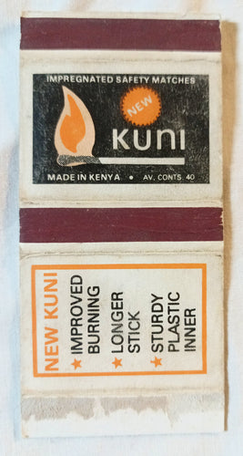 Kenya Kuni Impregnated Safety Matches Matchbook Cover 1970's - TulipStuff