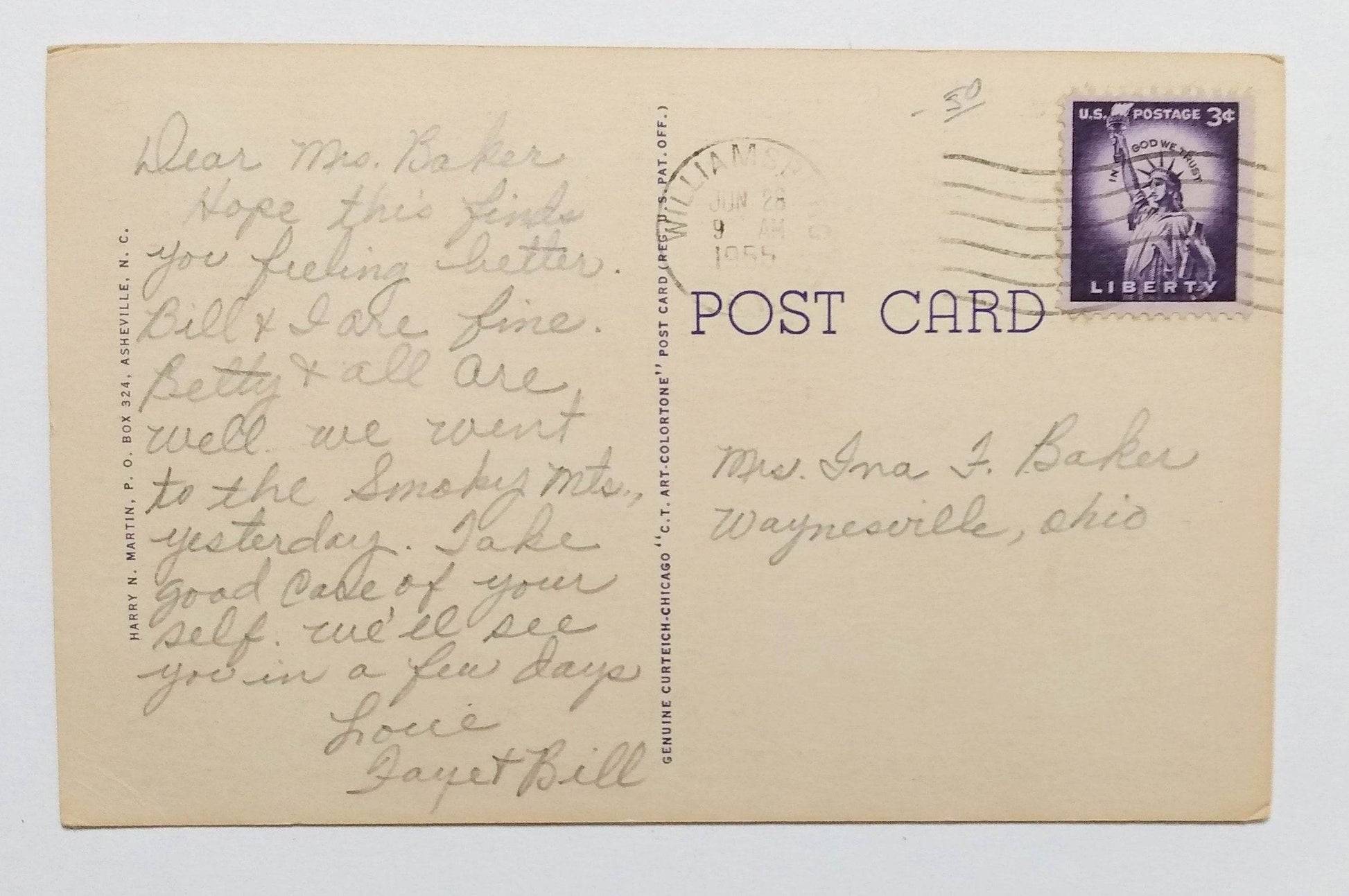 Laurel Falls Great Smoky Mountains National Park 1950's Linen Postcard - TulipStuff