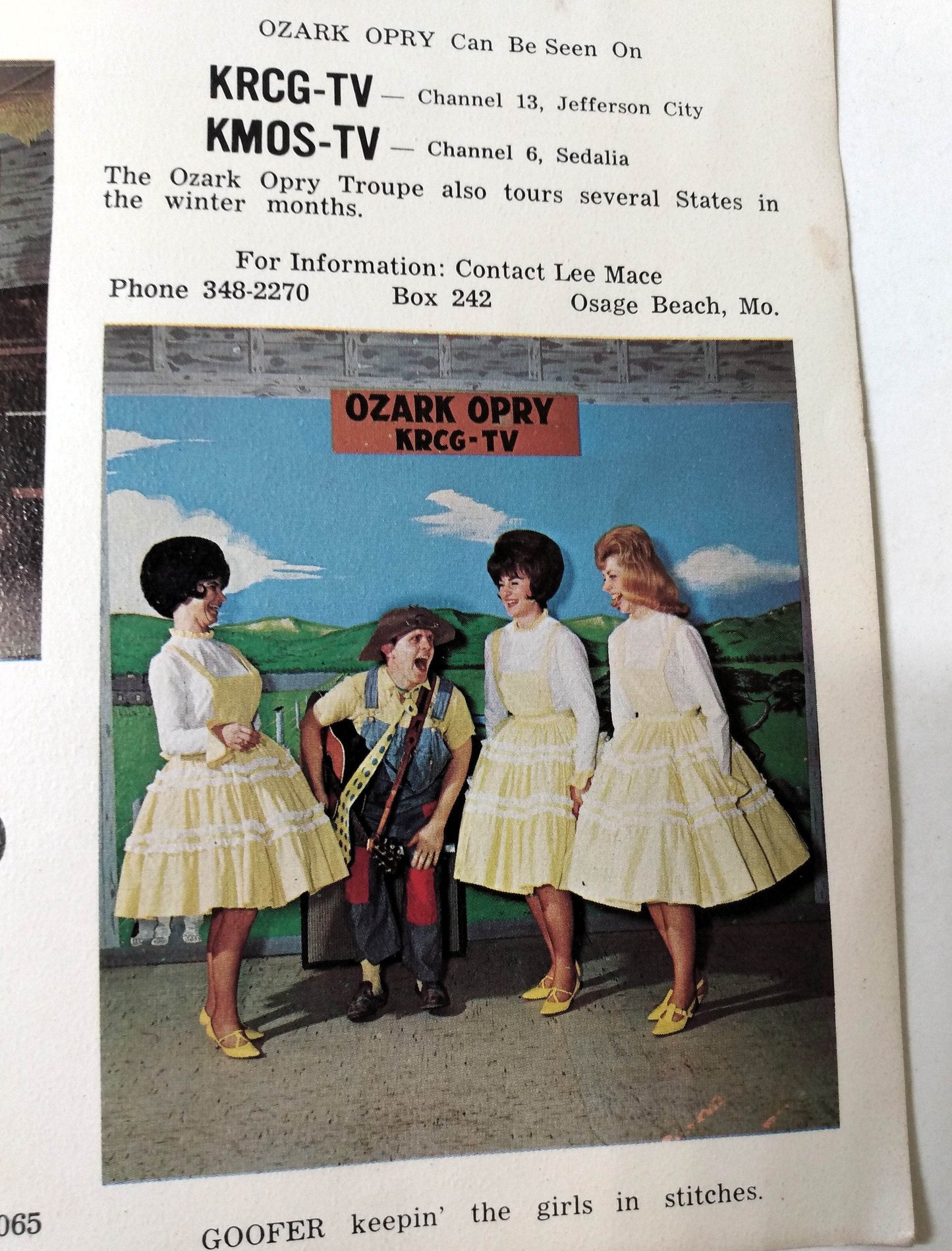 Lee Mace's Ozark Opry Osage Beach Missouri Mid-1960's Brochure - TulipStuff