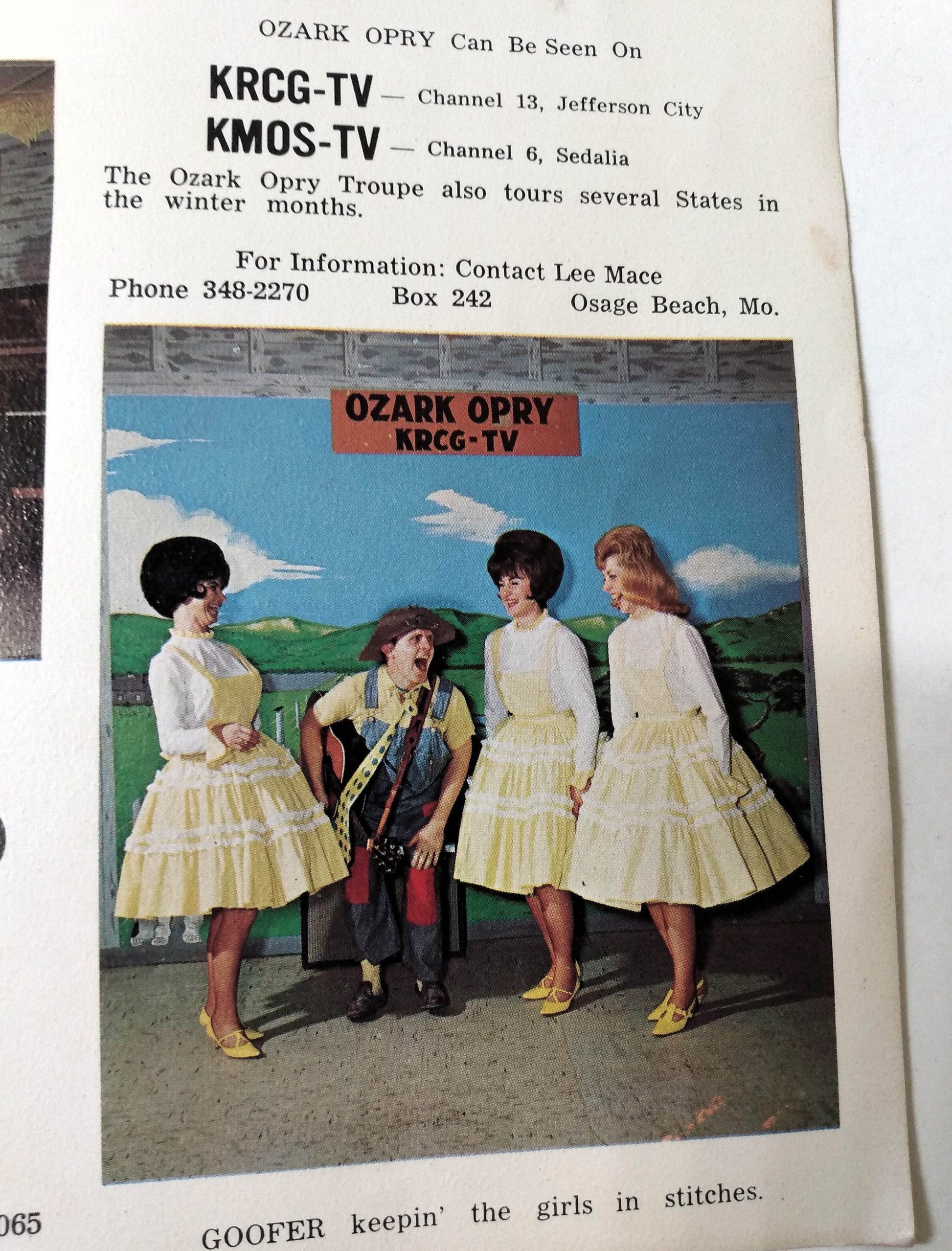 Lee Mace's Ozark Opry Osage Beach Missouri Mid-1960's Brochure - TulipStuff