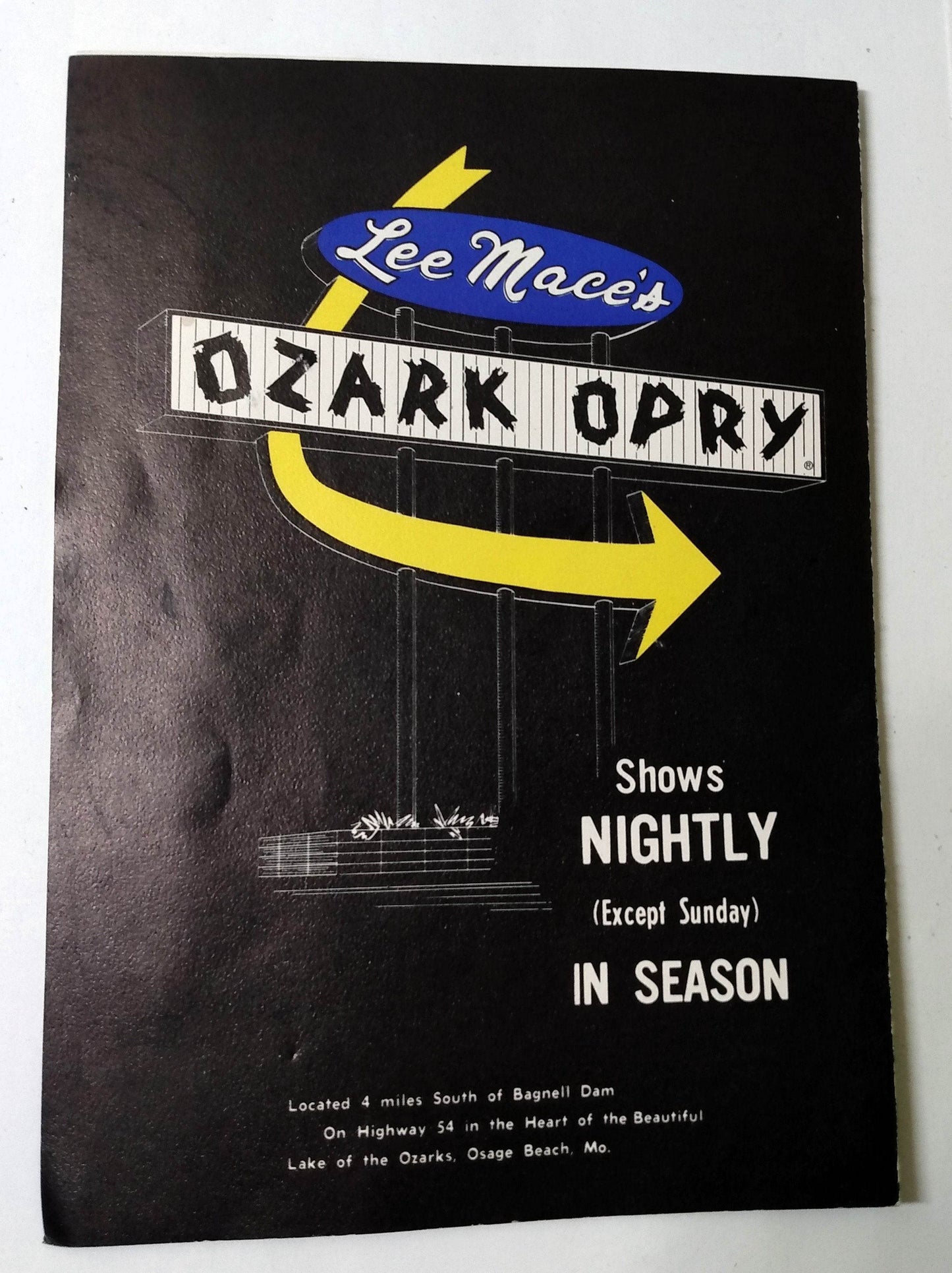 Lee Mace's Ozark Opry Osage Beach Missouri Mid-1960's Brochure - TulipStuff