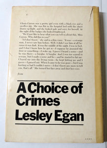 A Choice Of Crimes Lesley Egan Mystery Hardcover Doubleday 1980 - TulipStuff