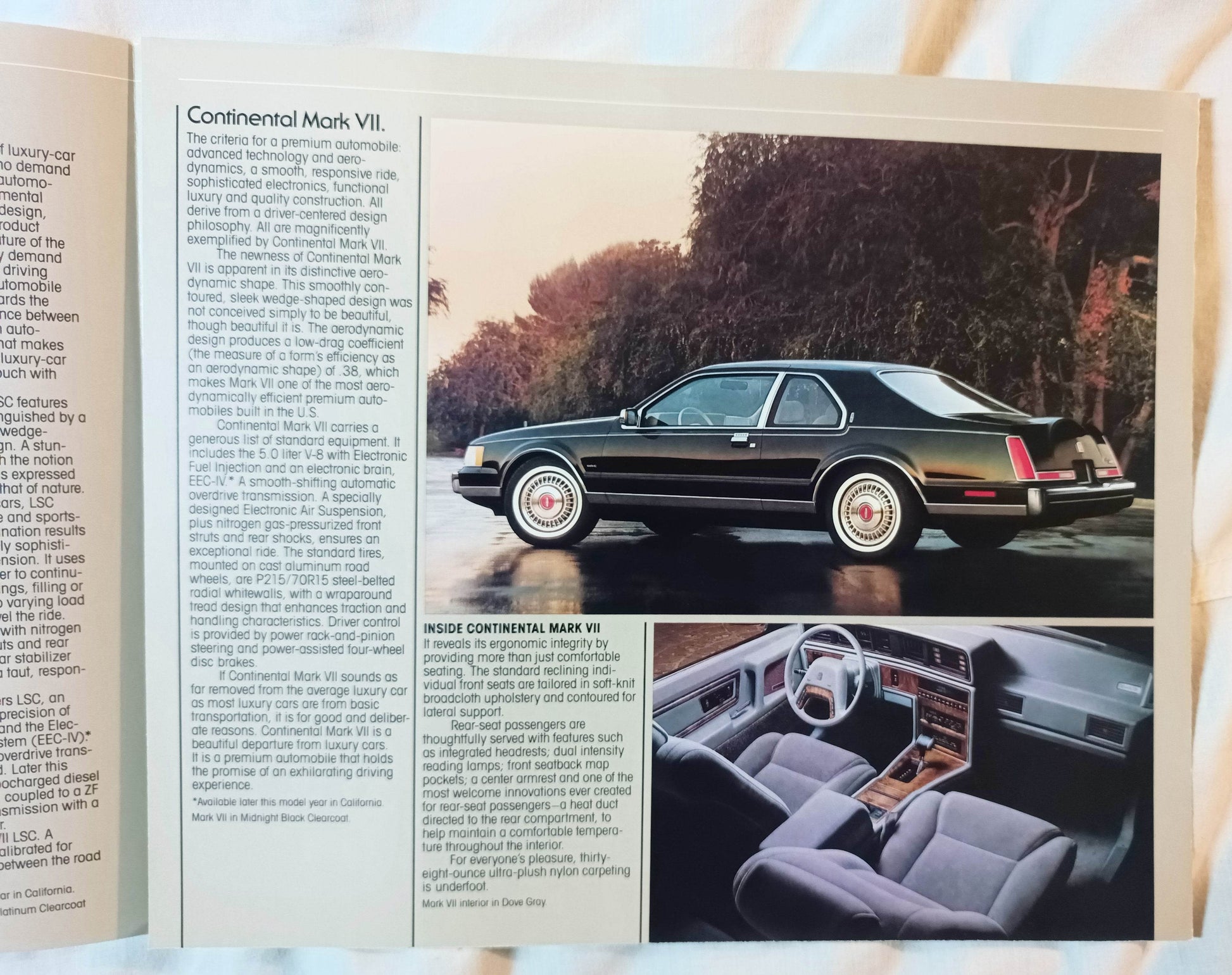 Lincoln 1984 Continental Mark VII Town Car US Dealer Sales Brochure - TulipStuff