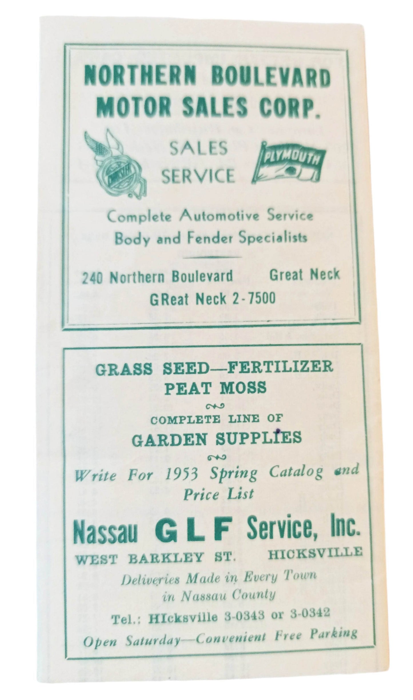 Long Island Railroad Great Neck Local Timetable July 1953 - TulipStuff