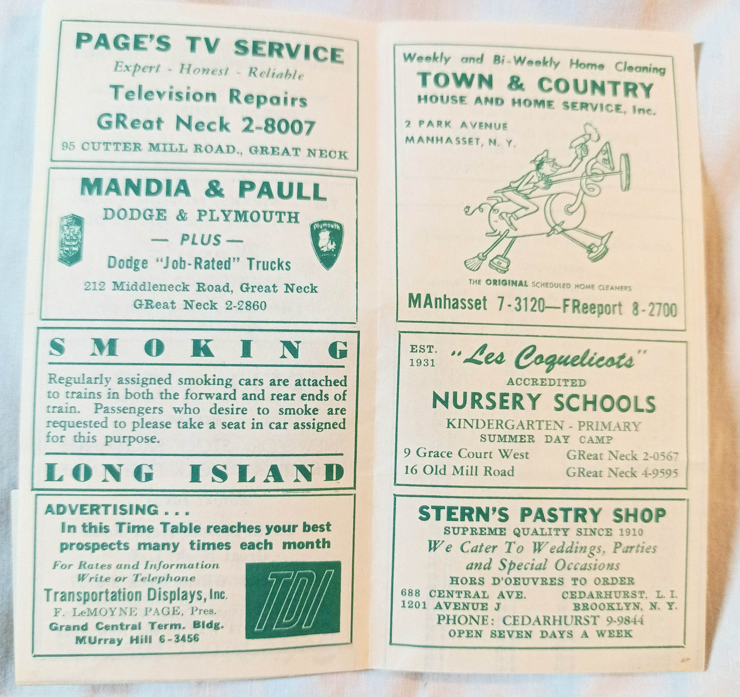 Long Island Railroad Great Neck Local Timetable July 1953 - TulipStuff