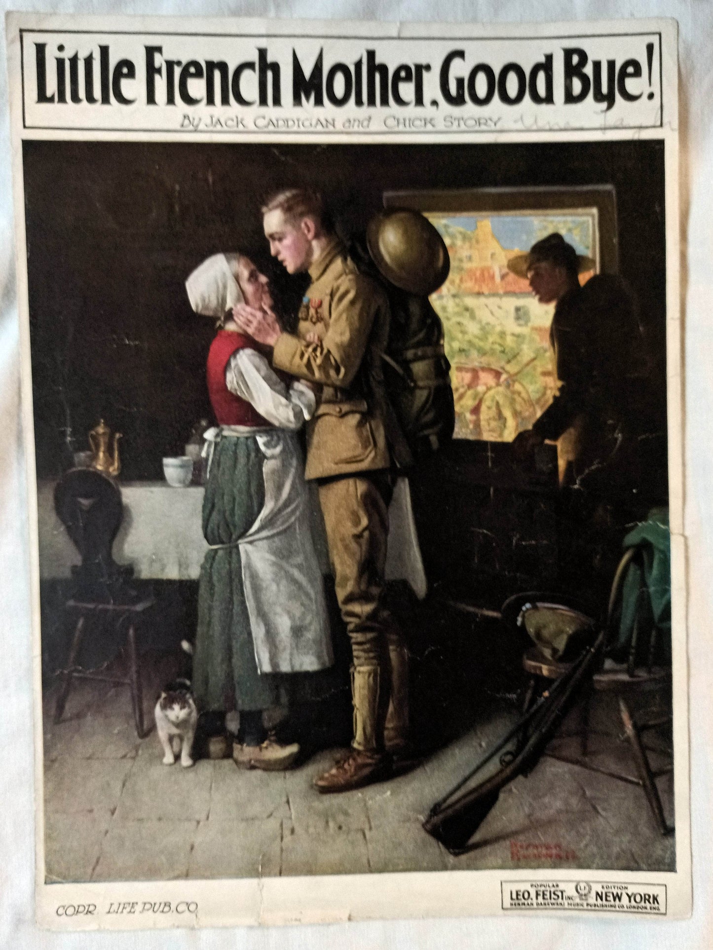 Little French Mother Good Bye Sheet Music Norman Rockwell Cover 1919 - TulipStuff