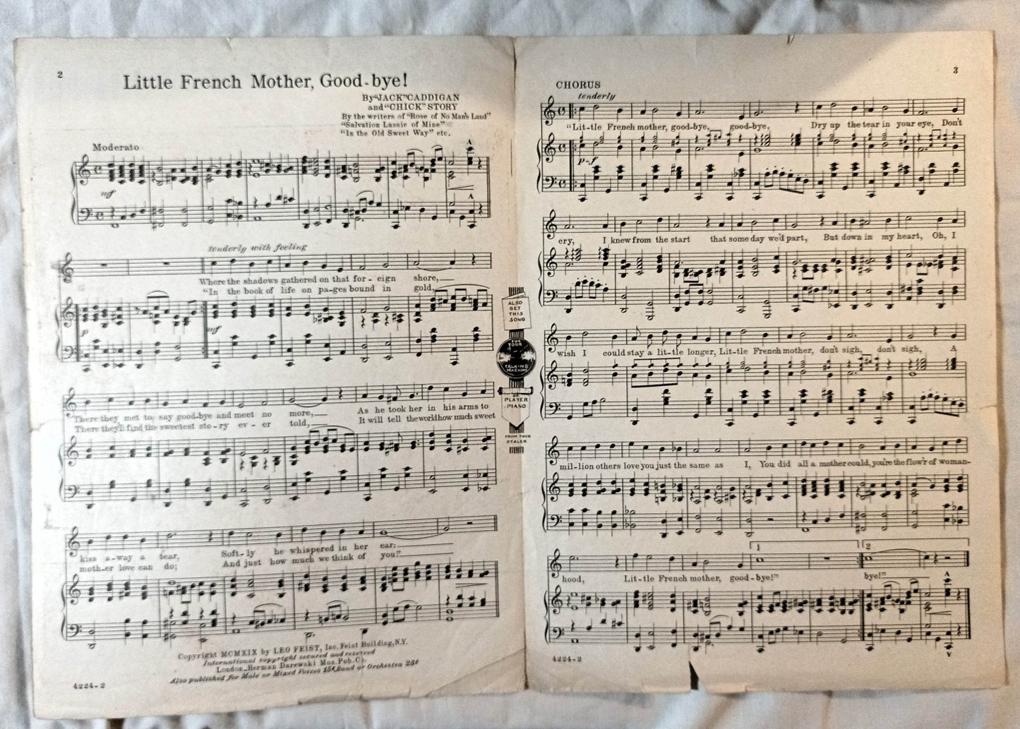 Little French Mother Good Bye Sheet Music Norman Rockwell Cover 1919 - TulipStuff