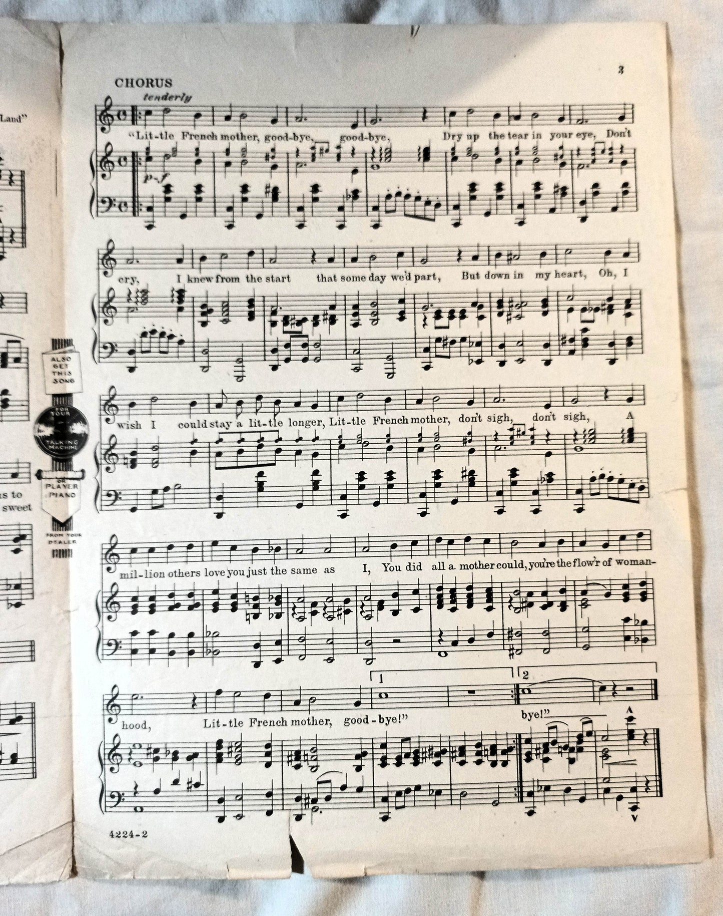 Little French Mother Good Bye Sheet Music Norman Rockwell Cover 1919 - TulipStuff