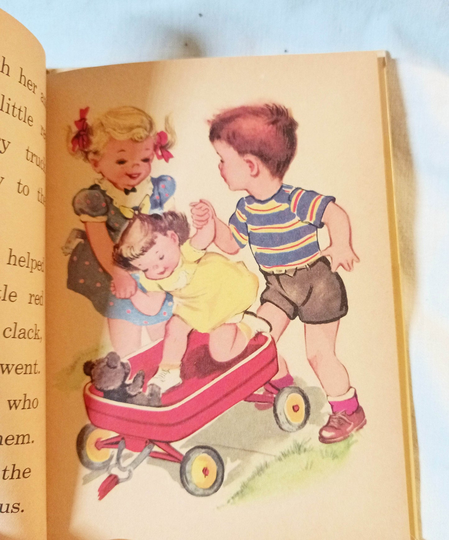 The Little Red Wagon Hazel Cederborg Rand McNally Junior Elf Book 1949 - TulipStuff