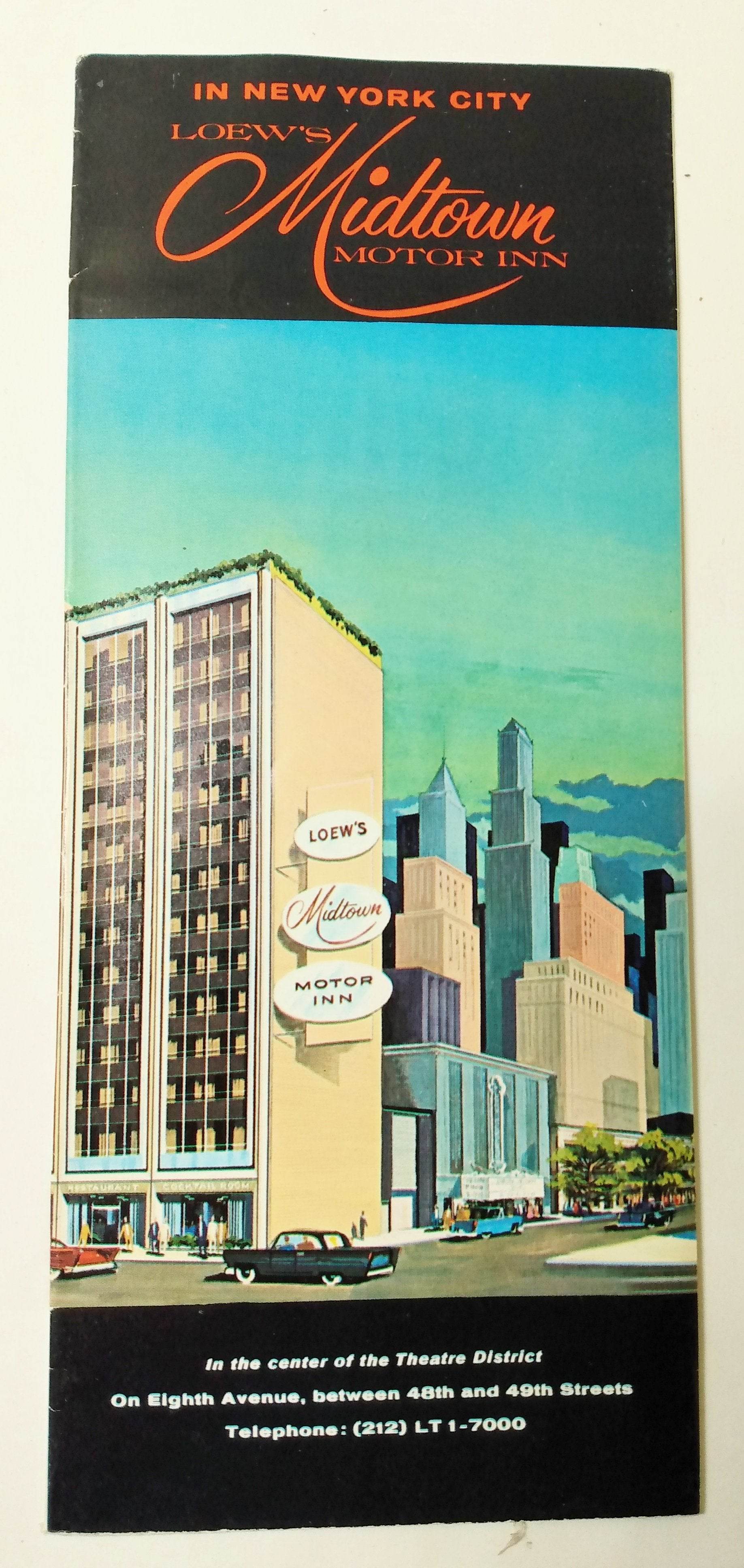 New York City Loew's Midtown Motor Inn 8th Ave 48th-49th 1964 Brochure - TulipStuff