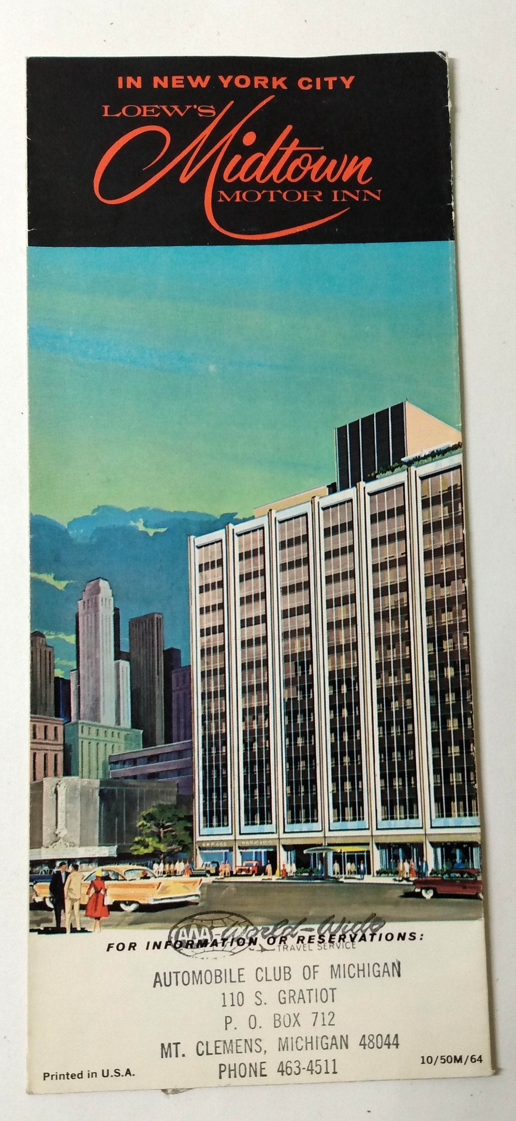 New York City Loew's Midtown Motor Inn 8th Ave 48th-49th 1964 Brochure - TulipStuff