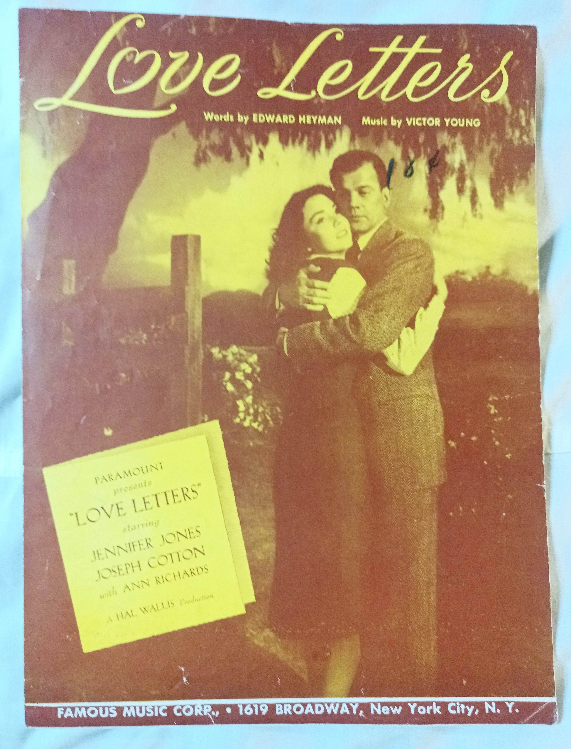 Love Letters Jennifer Jones Victor Young Sheet Ayn Rand Music 1945 - TulipStuff
