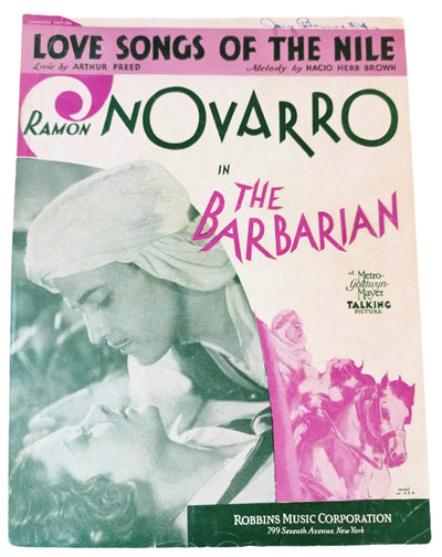 Love Songs Of The Nile The Barbarian Ramon Novarro Sheet Music 1933 - TulipStuff