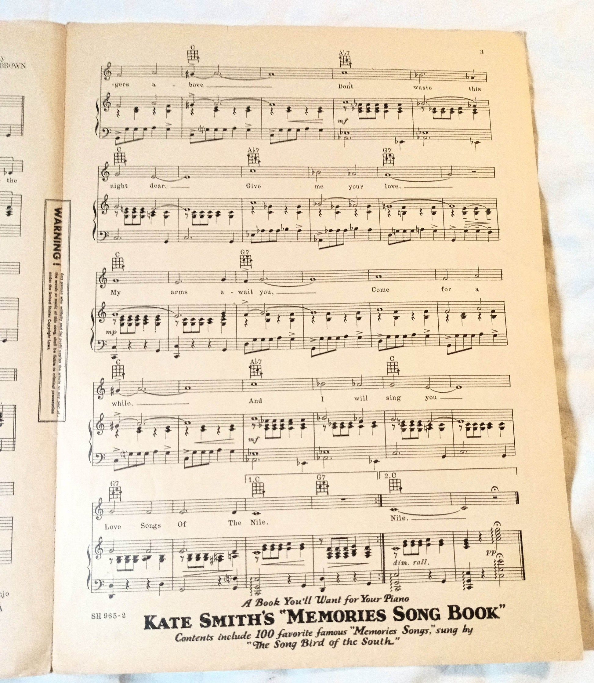 Love Songs Of The Nile The Barbarian Ramon Novarro Sheet Music 1933 - TulipStuff