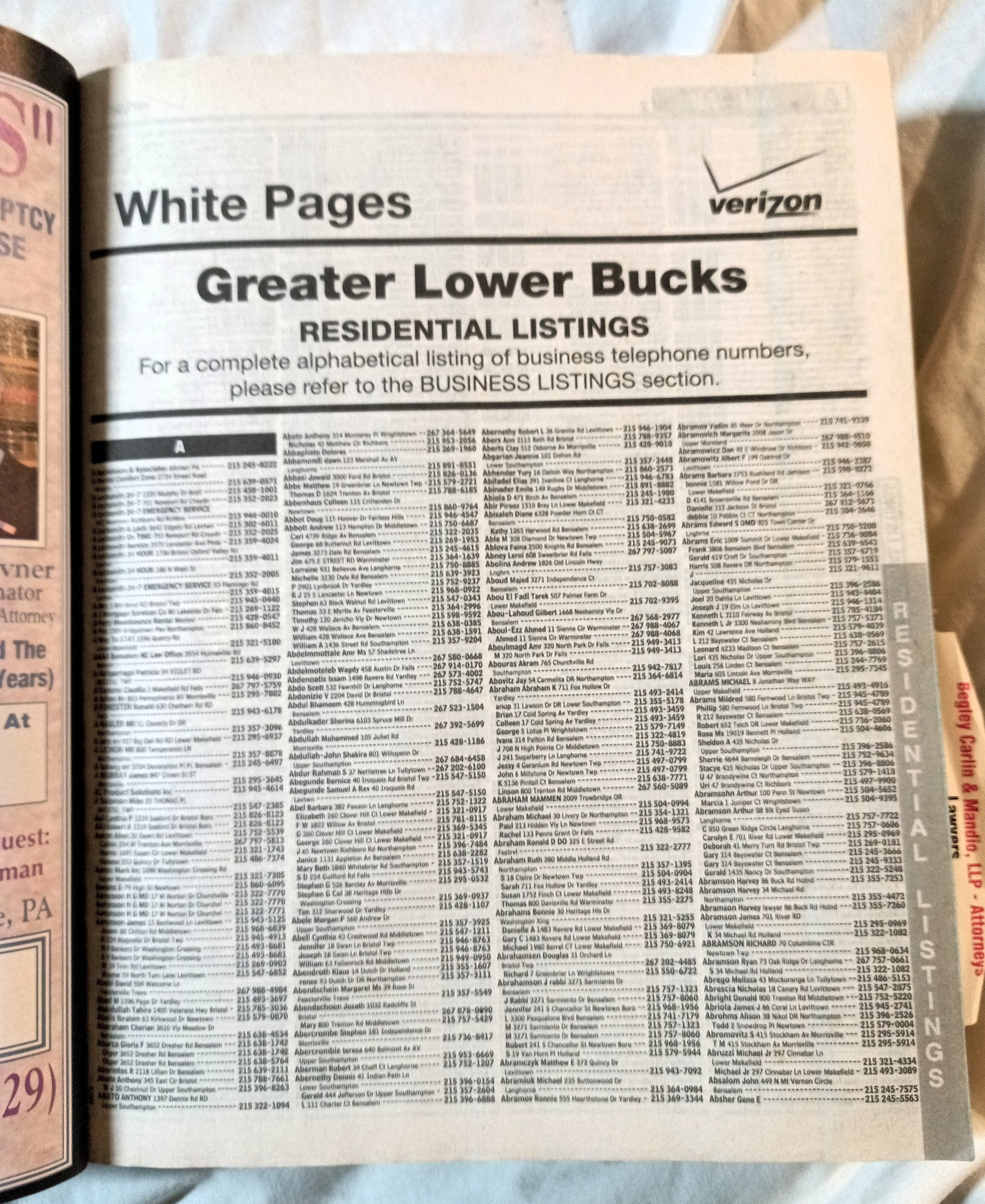 Lower Bucks County Verizon SuperPages Phone Book 2011-2012 - TulipStuff