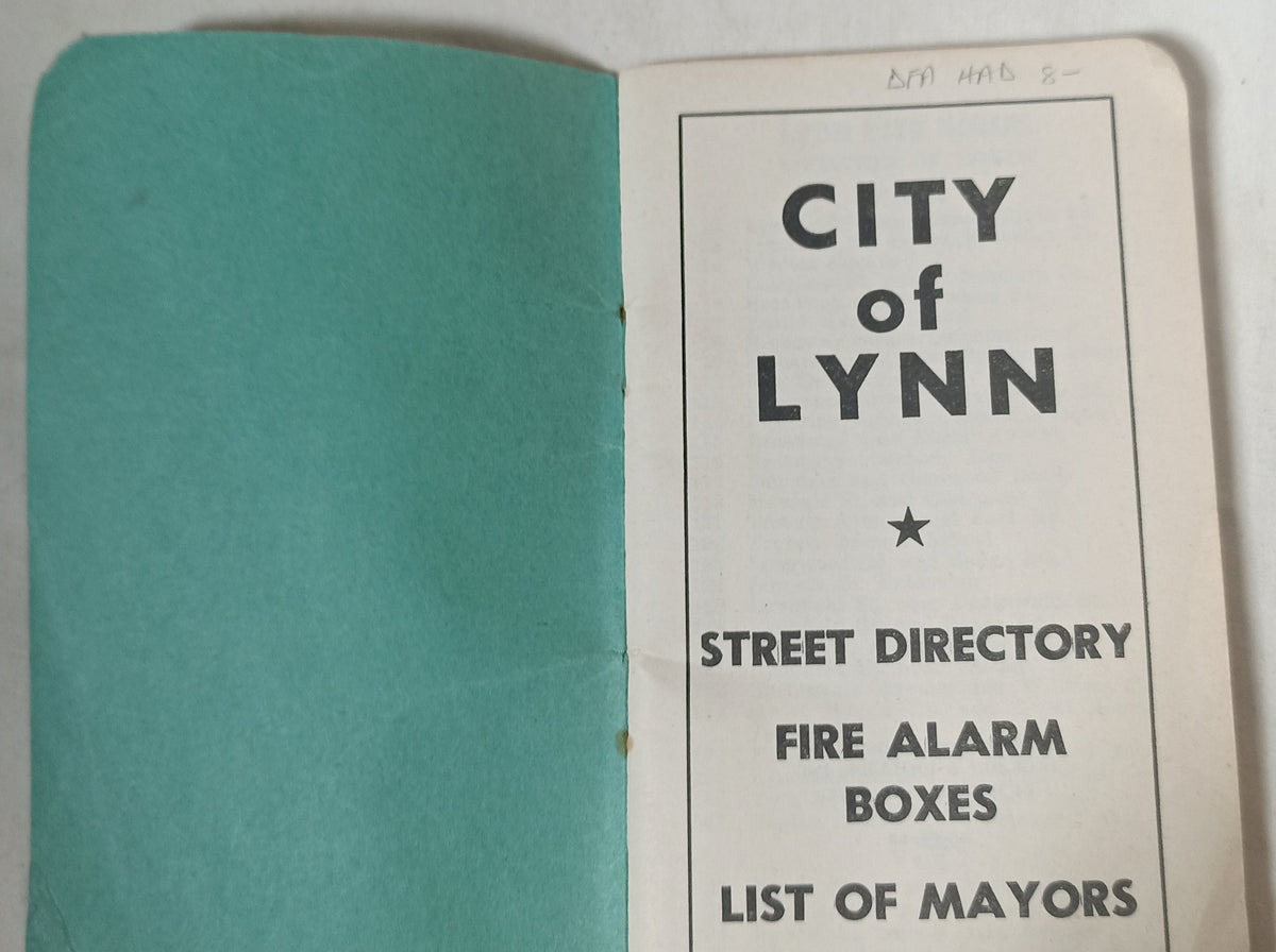 City Of Lynn MA Street Directory Fire Alarm Boxes List Of Mayors 1952 - TulipStuff