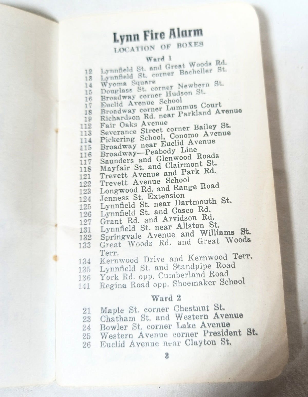 City Of Lynn MA Street Directory Fire Alarm Boxes List Of Mayors 1952 - TulipStuff