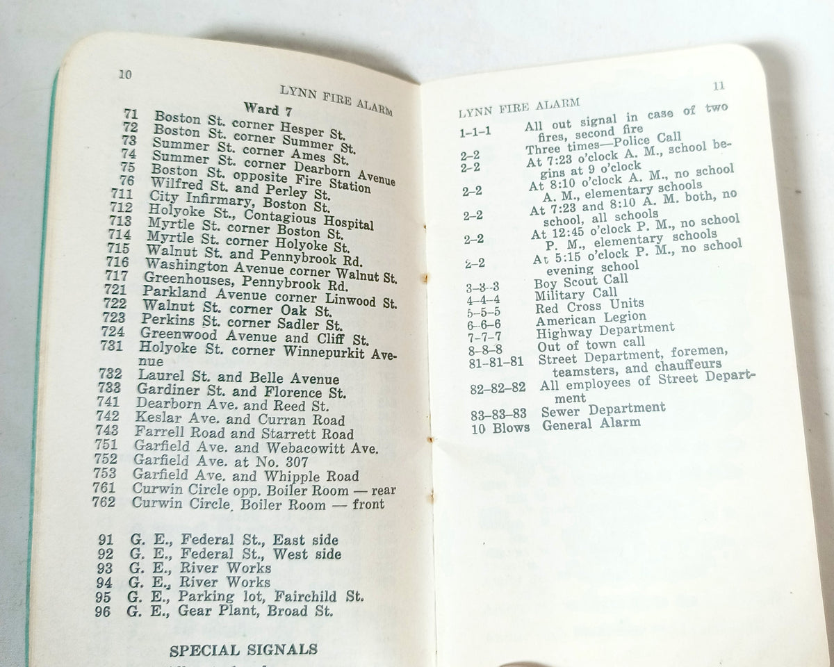 City Of Lynn MA Street Directory Fire Alarm Boxes List Of Mayors 1952 - TulipStuff