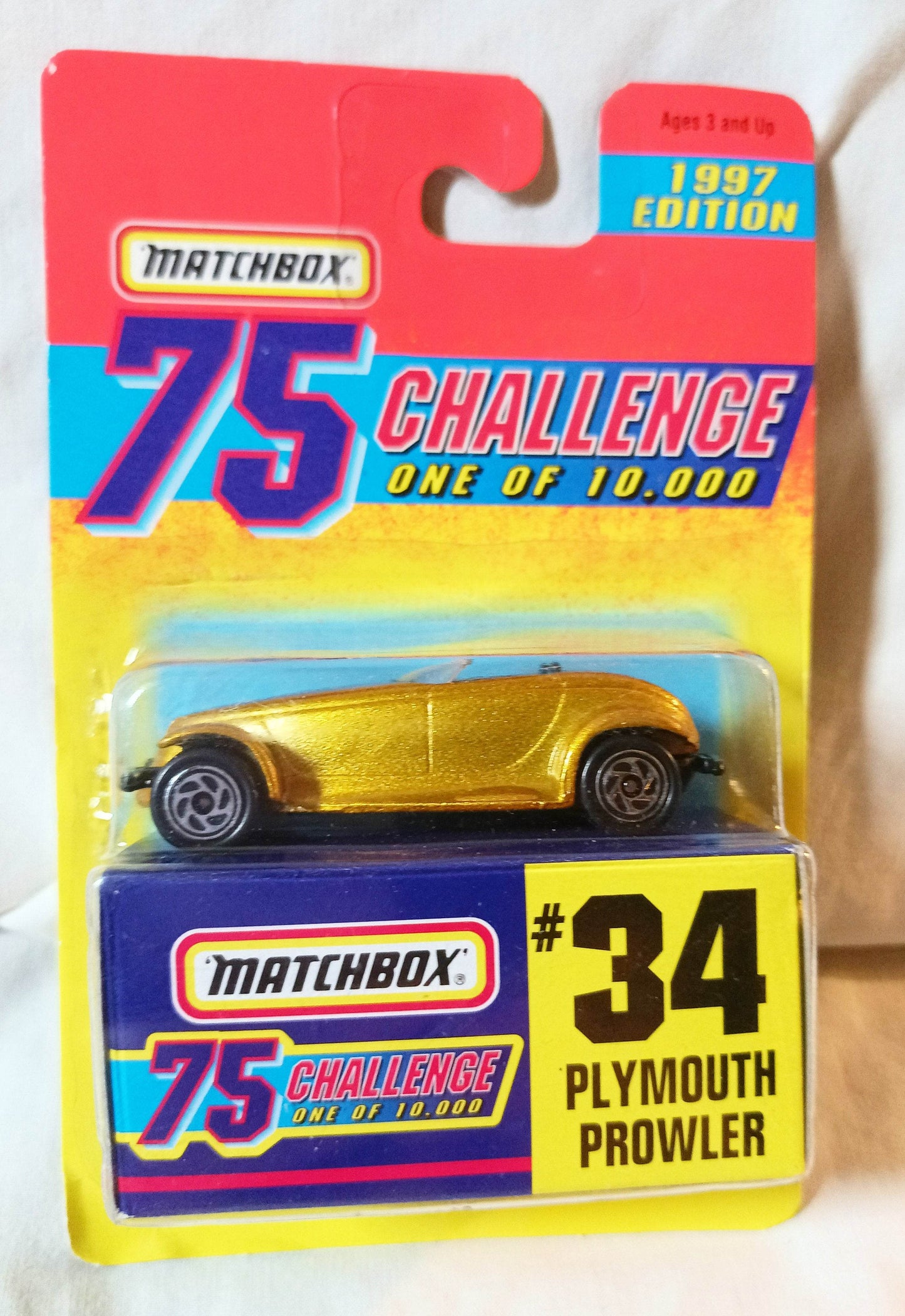 Matchbox 75 Challenge #34 Plymouth Prowler Gold Limited Edition 1997 - TulipStuff