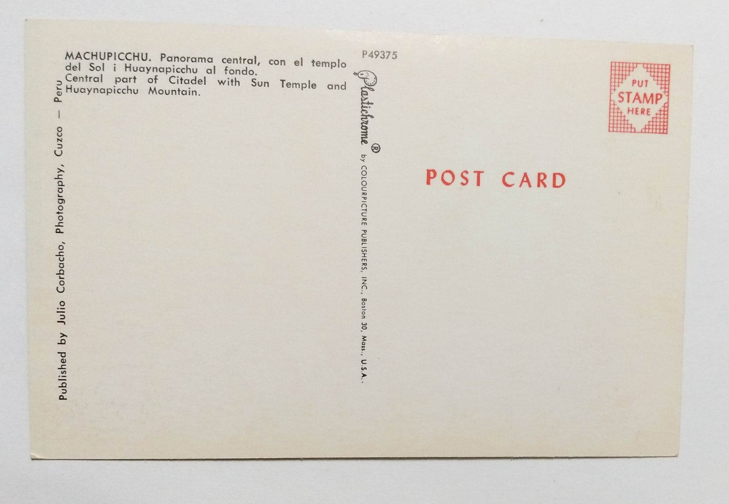 Machupicchu Citadel Sun Temple Huaynapicchu Mountain Peru 1960's - TulipStuff