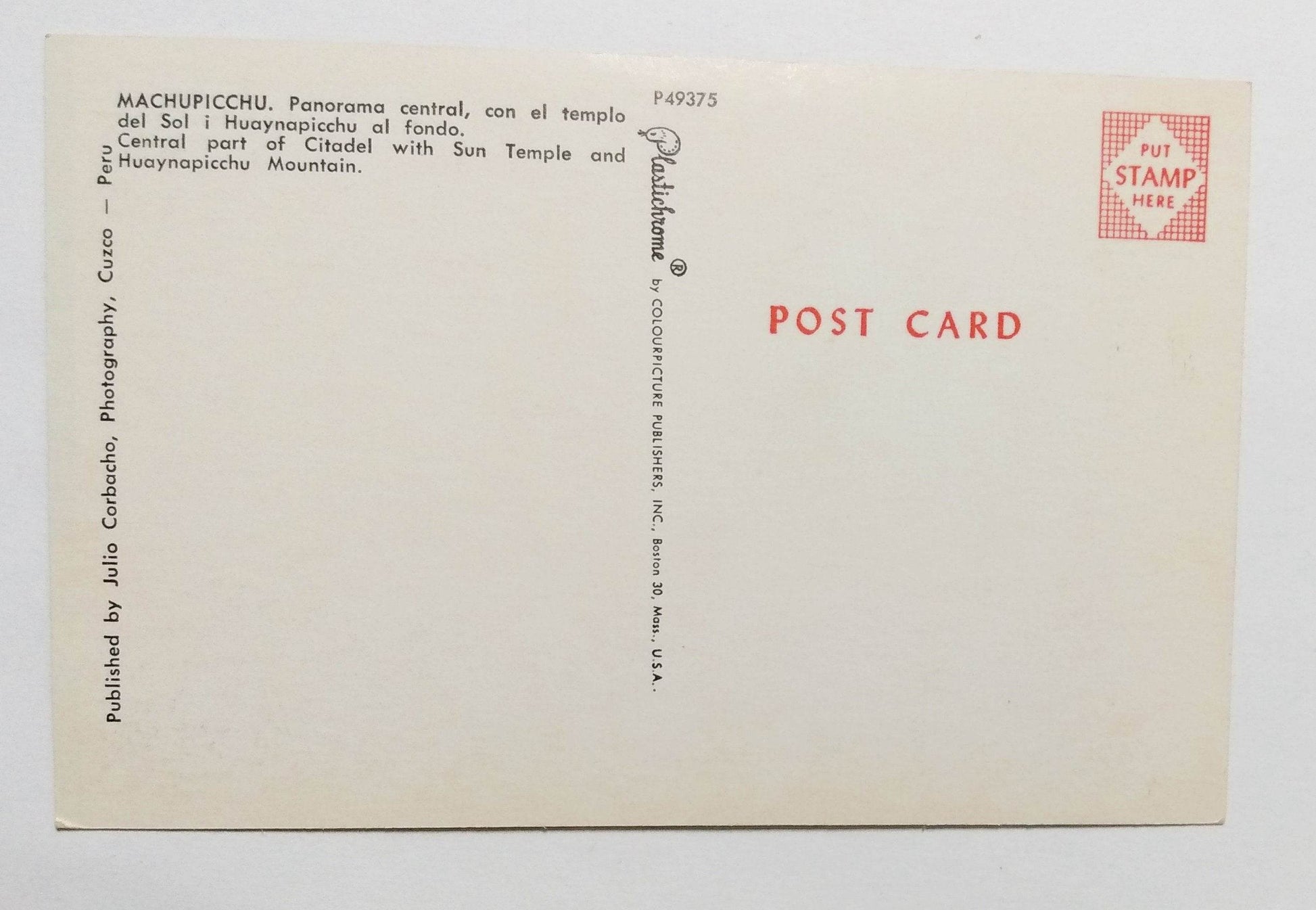 Machupicchu Citadel Sun Temple Huaynapicchu Mountain Peru 1960's - TulipStuff
