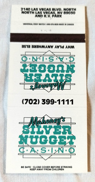 Mahoney's Silver Nugget Casino North Las Vegas Matchbook Cover 1980's - TulipStuff