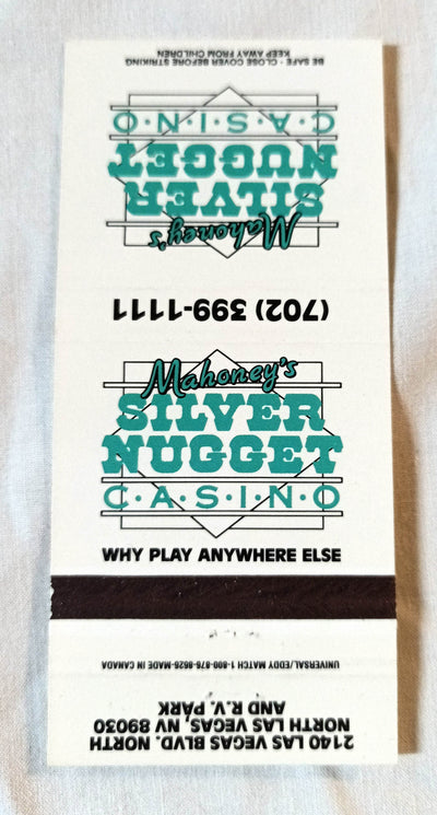 Mahoney's Silver Nugget Casino North Las Vegas Matchbook Cover 1980's - TulipStuff