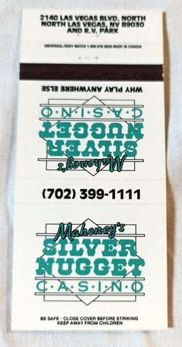 Mahoney's Silver Nugget Casino North Las Vegas Matchbook Cover 1980's - TulipStuff