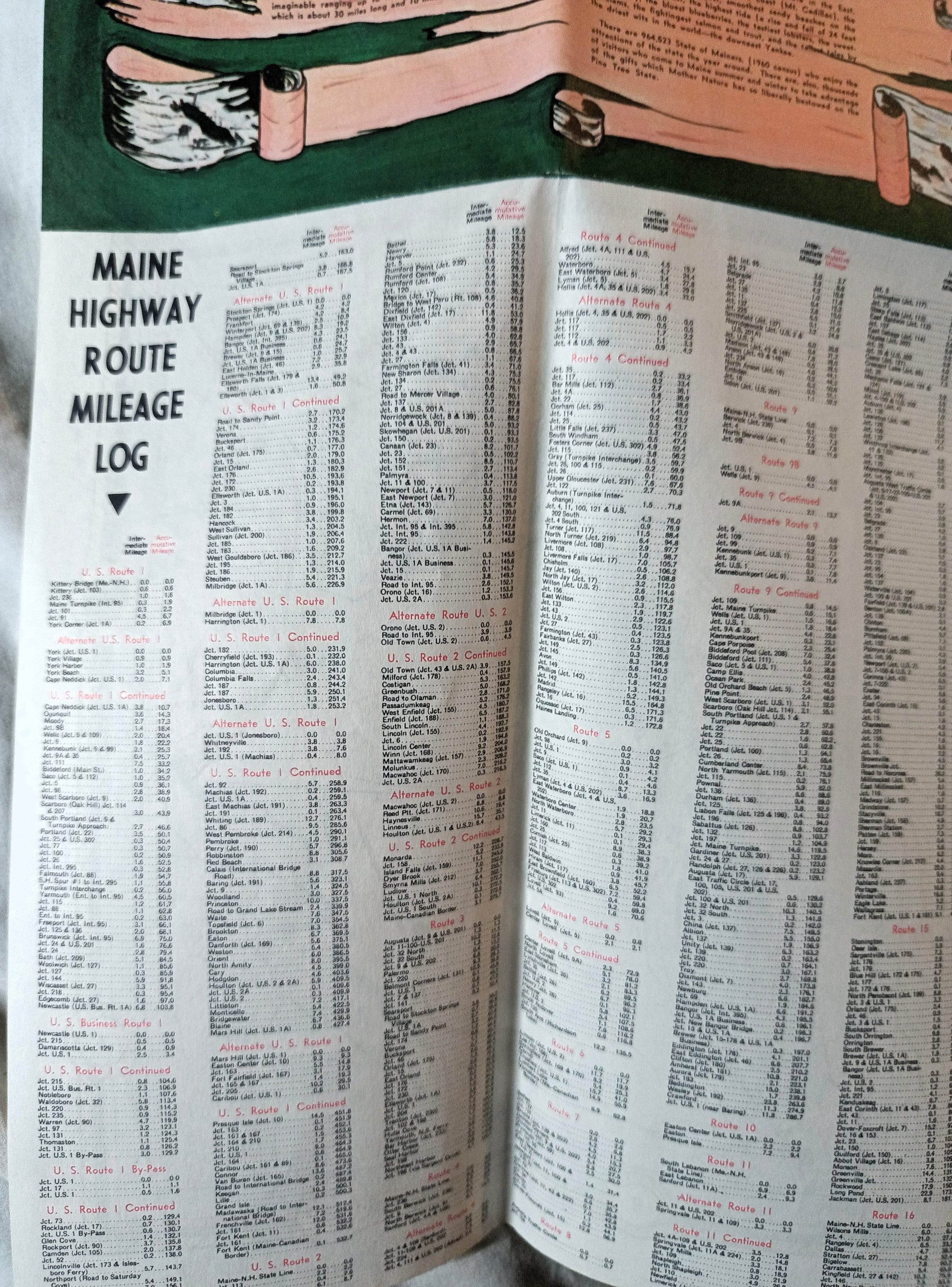 Maine Vacationland Official State Highway Map 1964 - TulipStuff