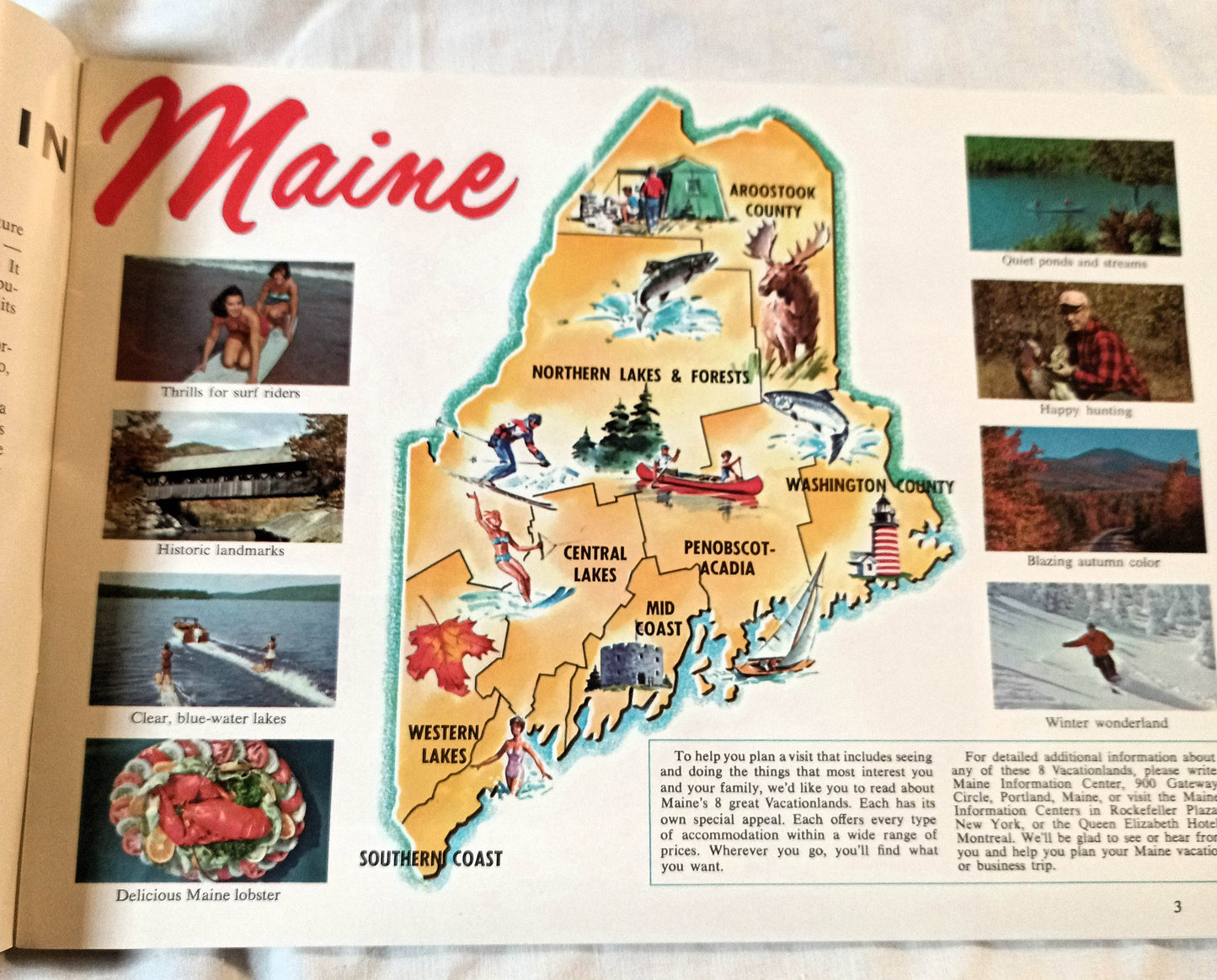 Maine The Year Round Vacationland Vacation Guide Booklet 1960's - TulipStuff