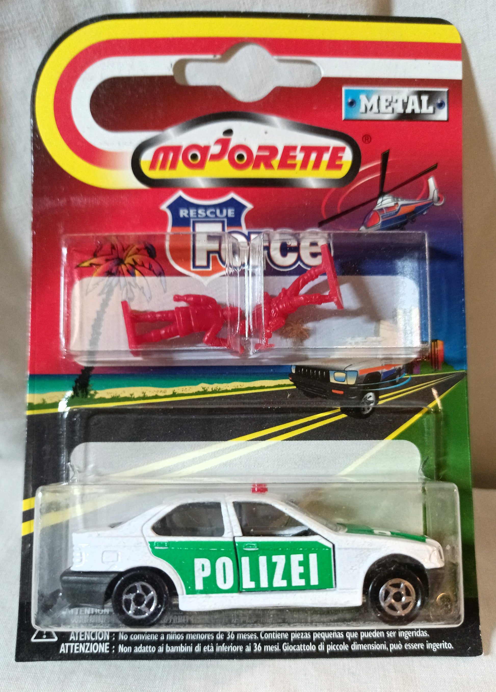 Majorette 257 Rescue Force Polizei BMW 325i Vintage Diecast Police Car 1999 - TulipStuff