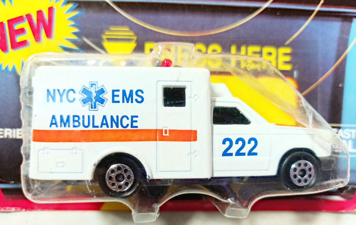 Majorette Sonic Flashers NYC EMS Ford Transit Ambulance France 1990 - TulipStuff