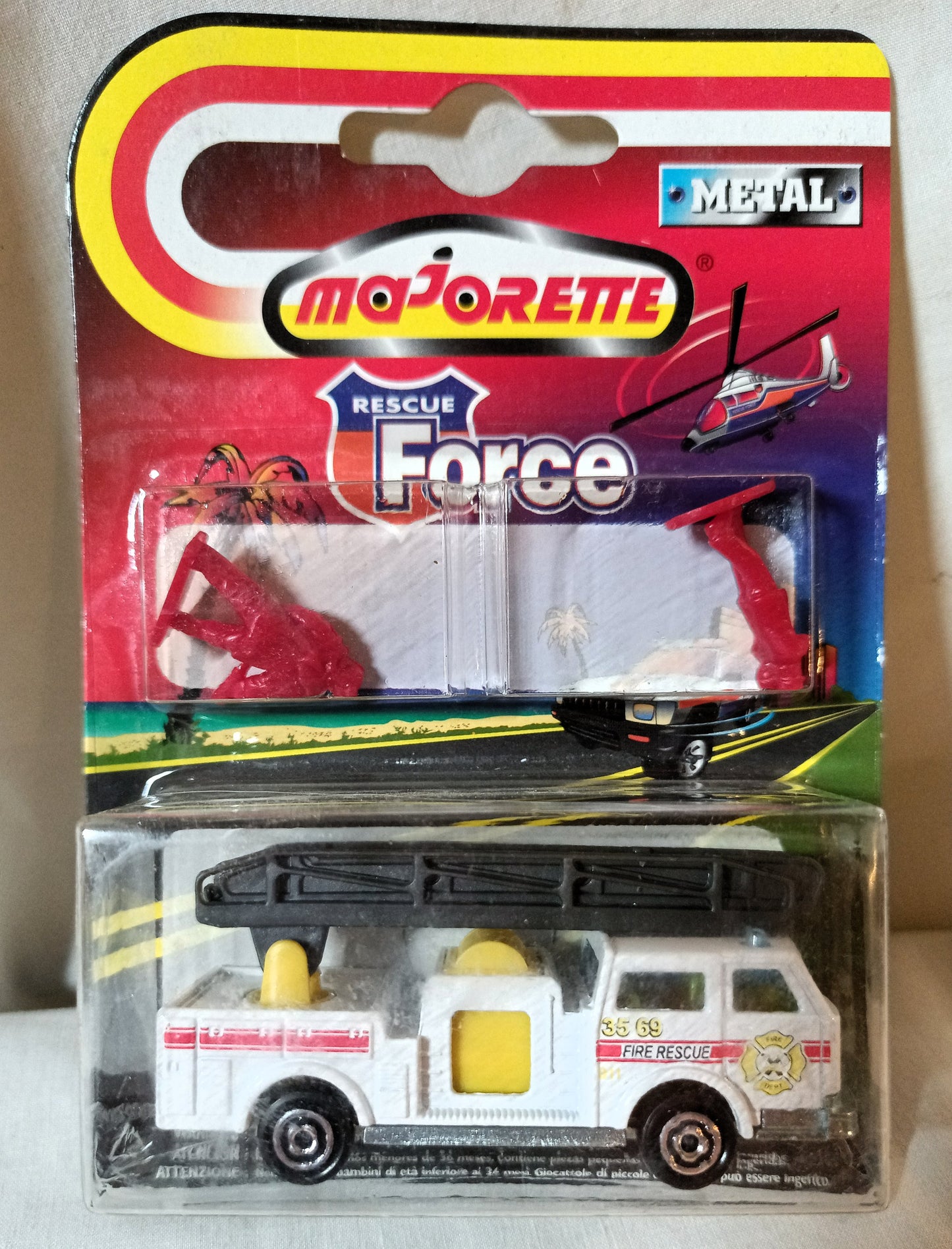 Majorette Rescue Force 207 Pompier Extending Ladder Fire Truck 1999 - TulipStuff