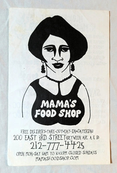 Mama's Food Shop E 3rd St Ave B East Village NYC Takeout Menu 2007 - TulipStuff
