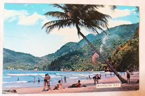 Maracas Bay Beach Trinidad British West Indies Postcard Late 1950's - TulipStuff