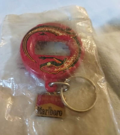 Marlboro Adventure Team Red Lizard Bottle Opener Key Ring 1990's Metal - TulipStuff