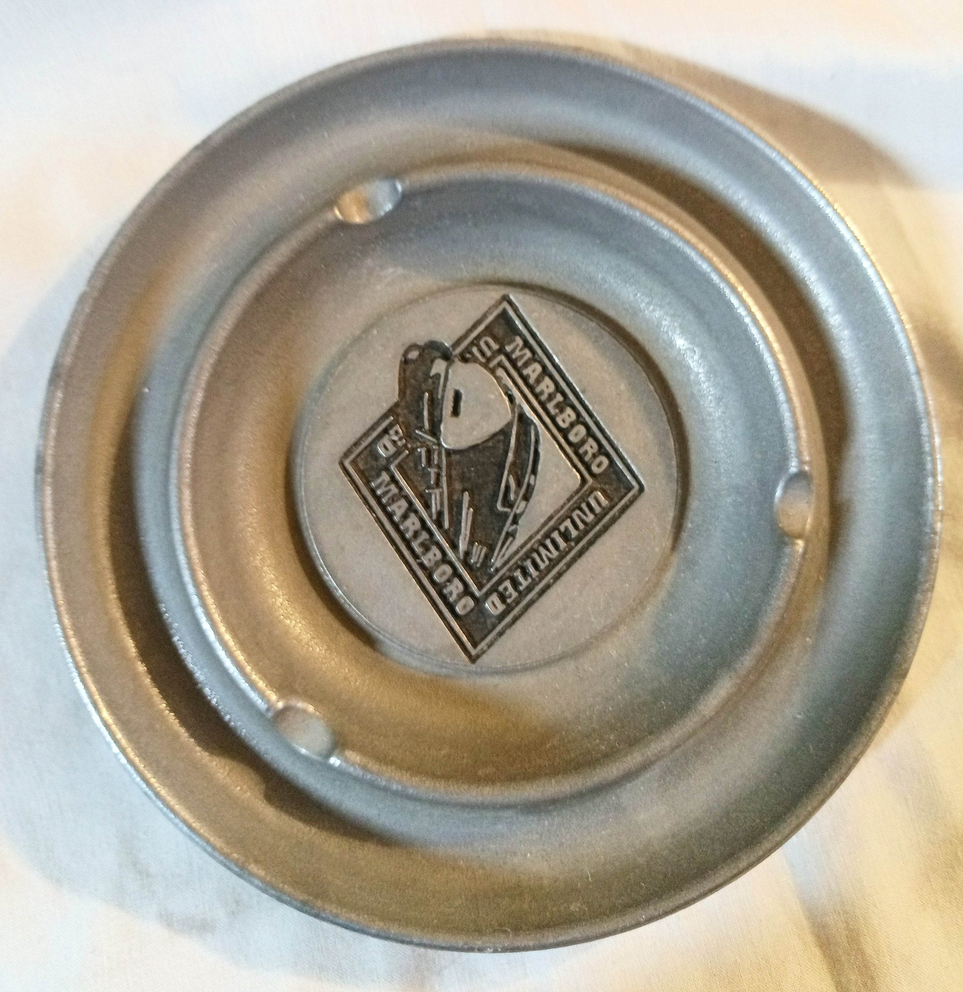 Marlboro Unlimited Locomotive Train Logo Pewter Ashtray 1990's - TulipStuff